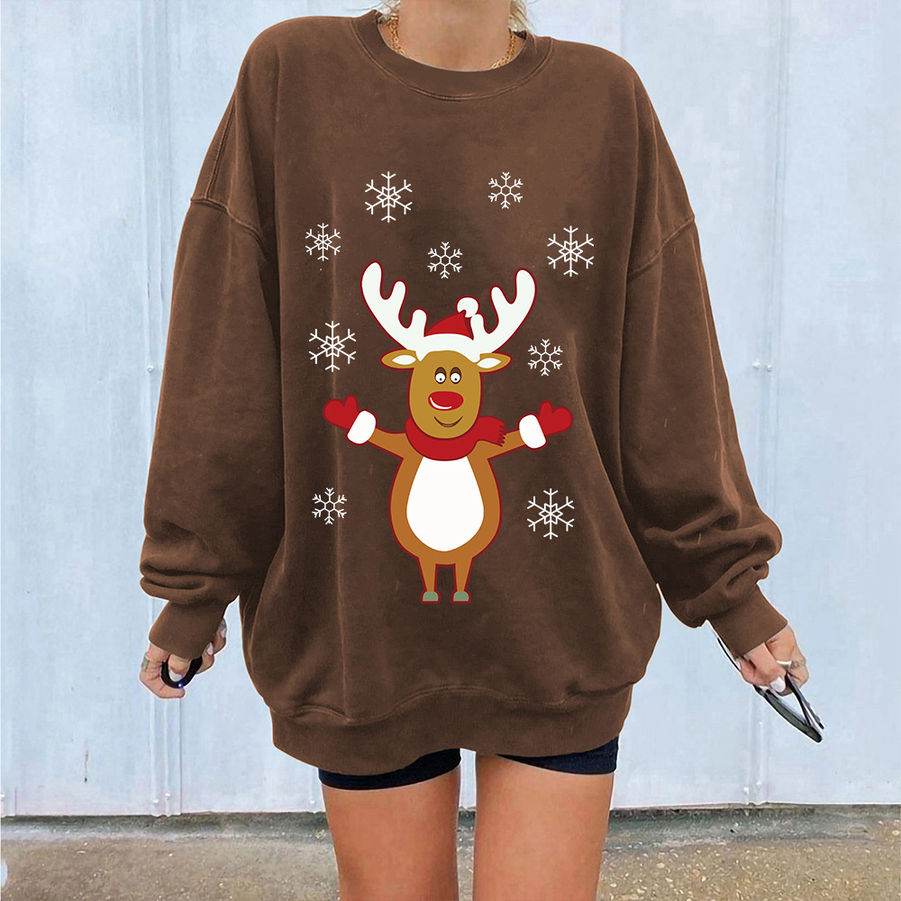 Loose Fit Cotton Blend 3D Deer Hoodie