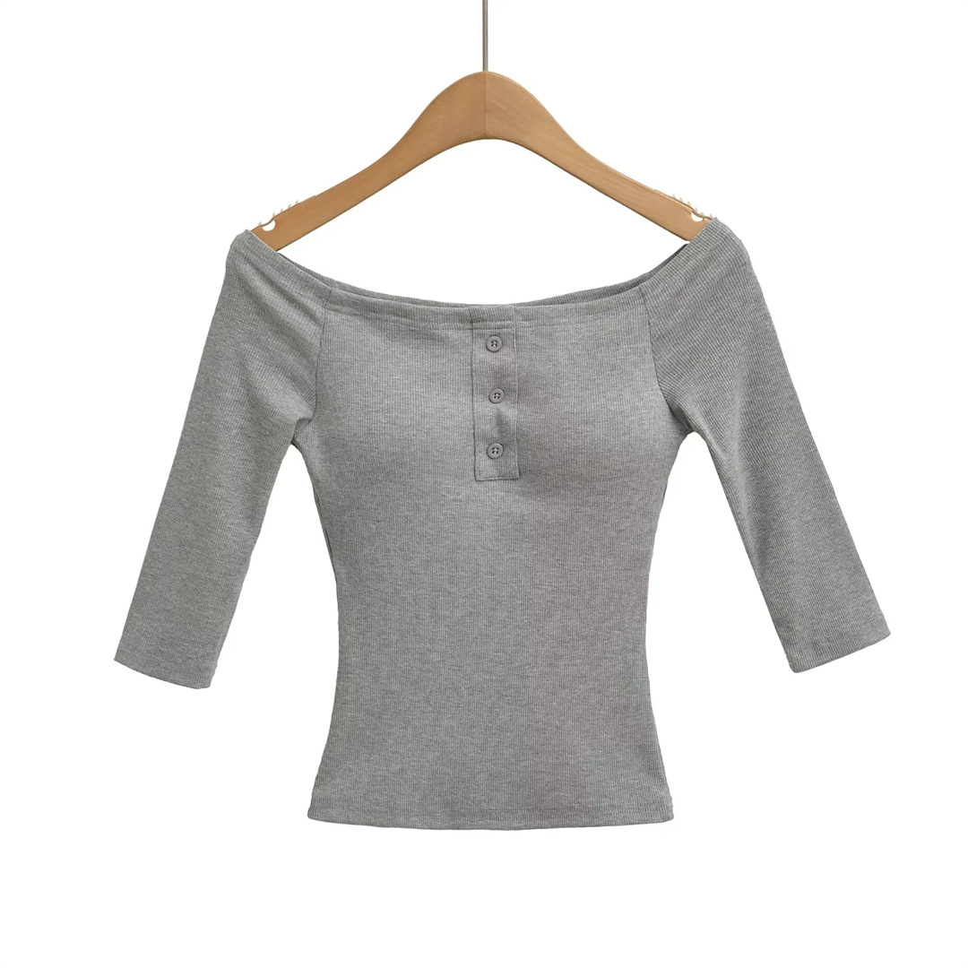 Sexy Slim Three-Quarter Scoop Neck Bodysuit