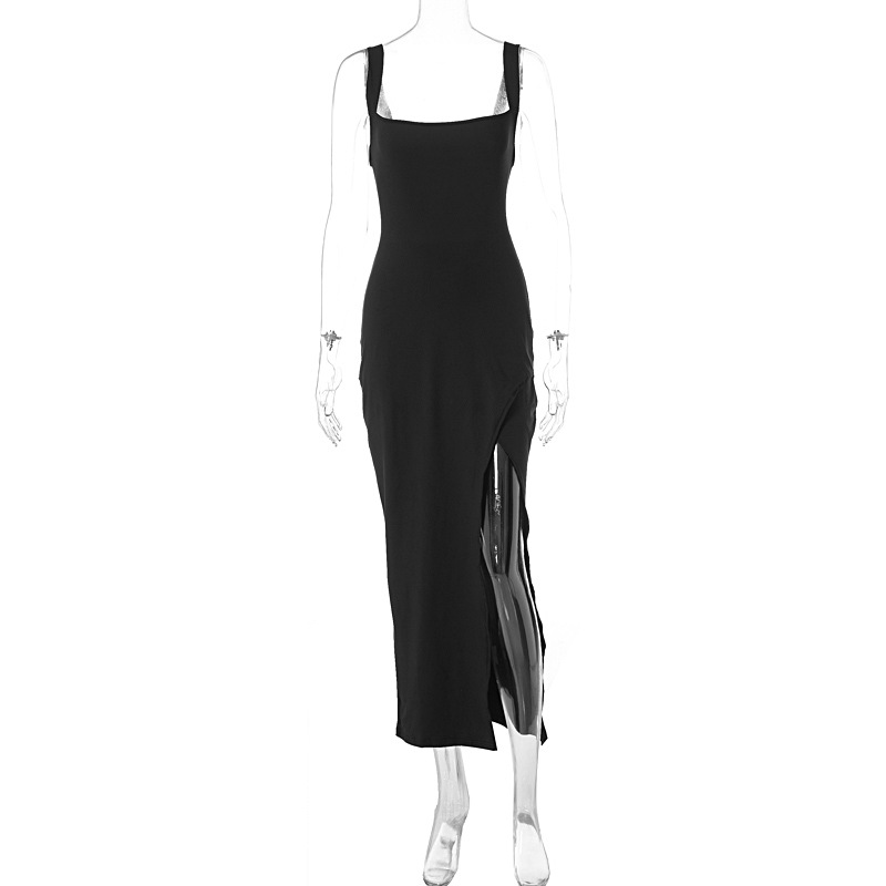 One Shoulder Side Split Open Back Bodycon Dress