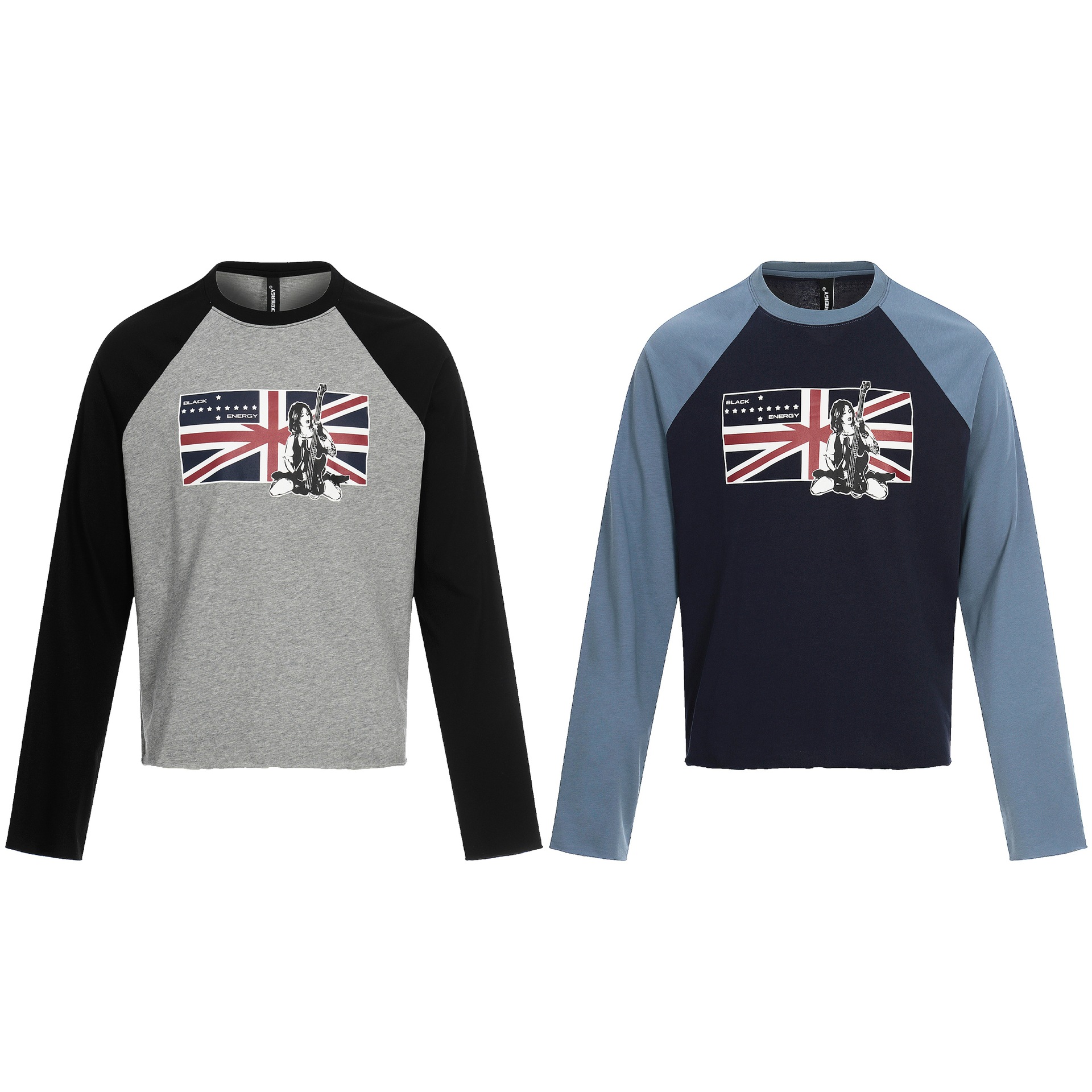 Print Color-Blocking Shoulder Sleeve Long Sleeve T-Shirt Unisex
