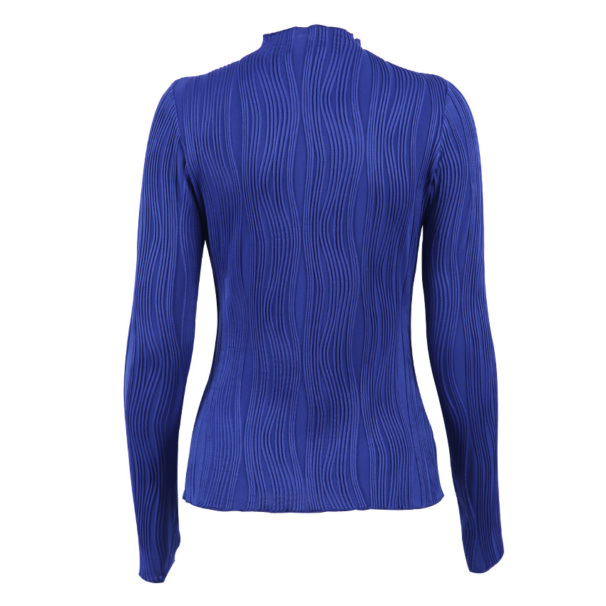 Ladies Navy Turtleneck Fitted Jersey Knit Pullover