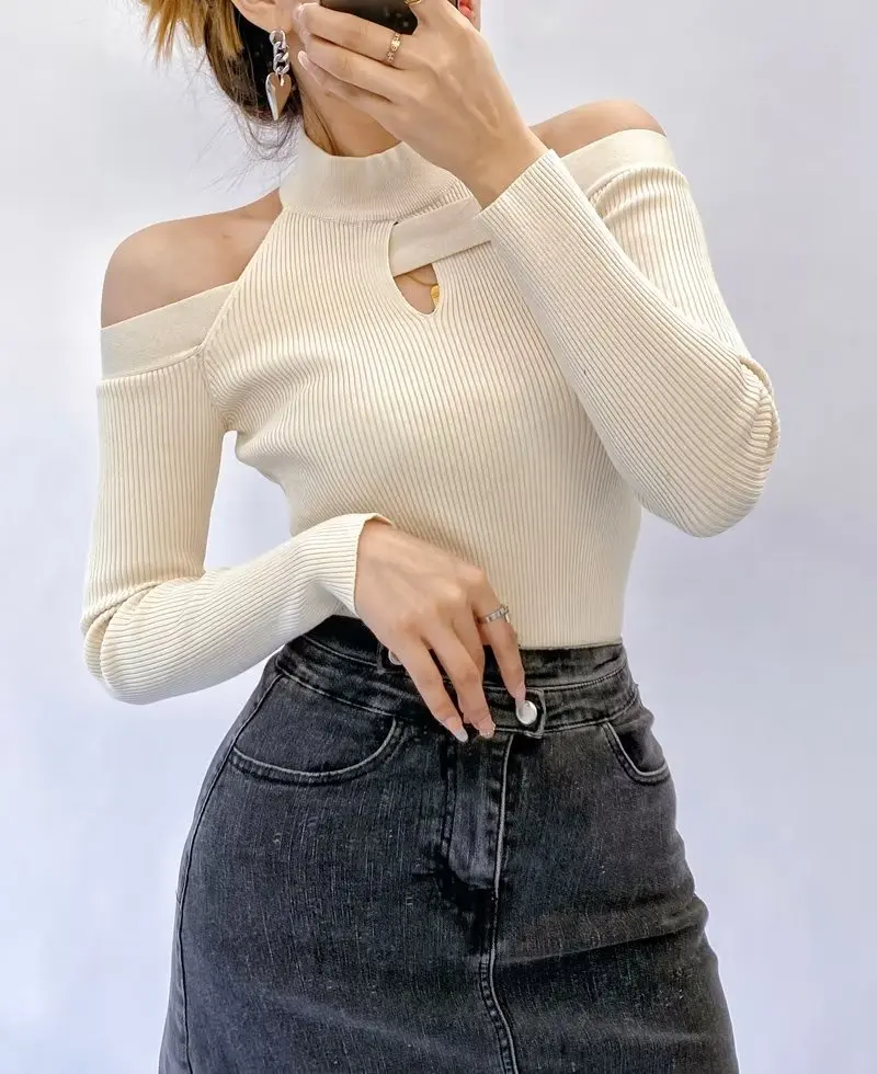 Blush Spandex Upper Arm Cutout Wrap Sweater