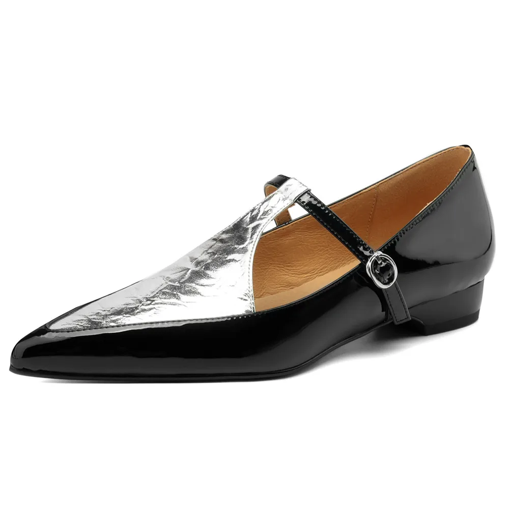 Ladies Urban Tapered Two-Tone Belted Ballerina