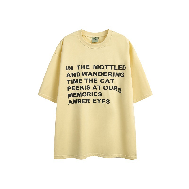 Oversized Unisex Japanese Retro Letter Crew Neck Tee