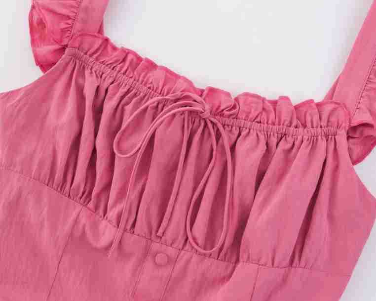 Square Neck Strapless Dress Waist-Cinching Short Skirt