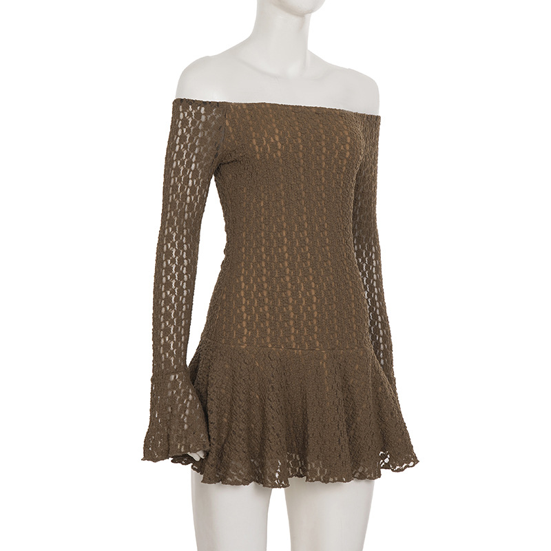 Half Open Collar Cutout Lacy Mini