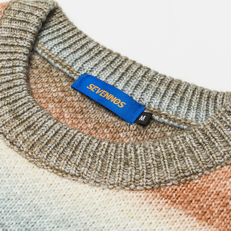 Oversized Color Block Workwear Crew Sweater