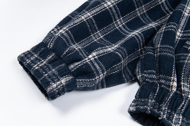 Retro Stitched Gingham Cotton Reversible Full-Sleeve Jacket