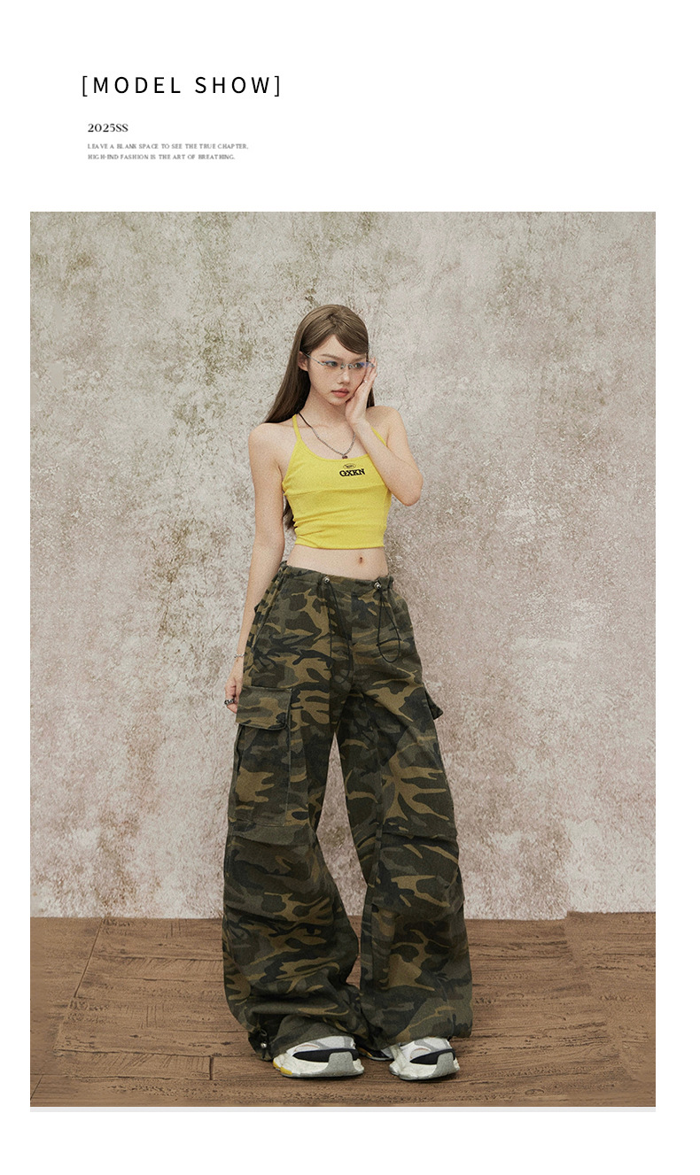 Women's Casual Work Pants Waist Cuffed Loose Slim Wide Leg Pants