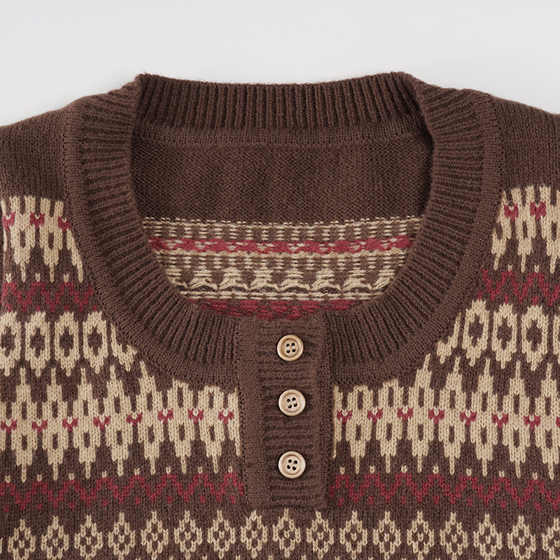 Two-tone Slim Thermal Henley Sweater