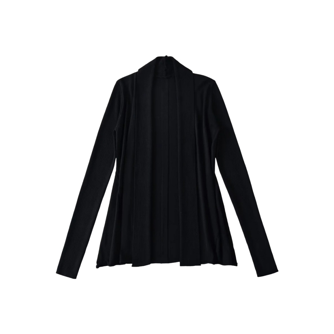 Ladies Plain Knit Irregular Silhouette Cardigan