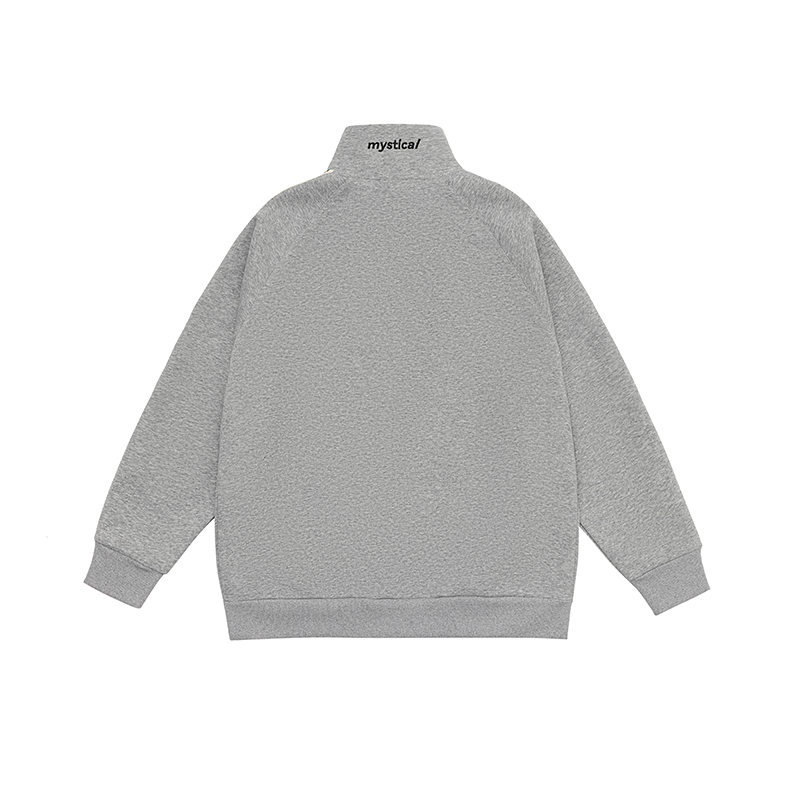Oversized Cotton Blend Letter Print Zipper Hoodie