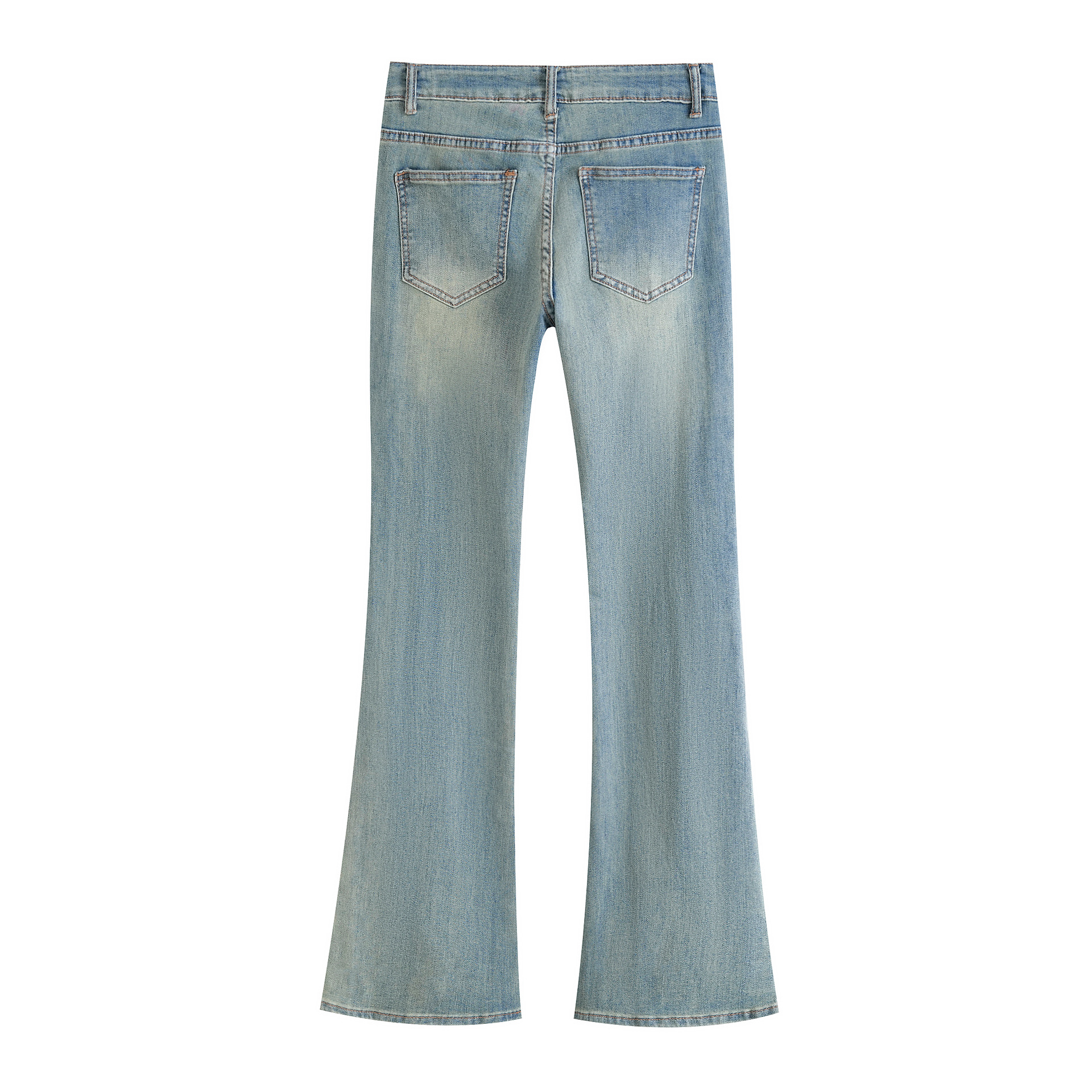 Low waist button slim fit flared jeans