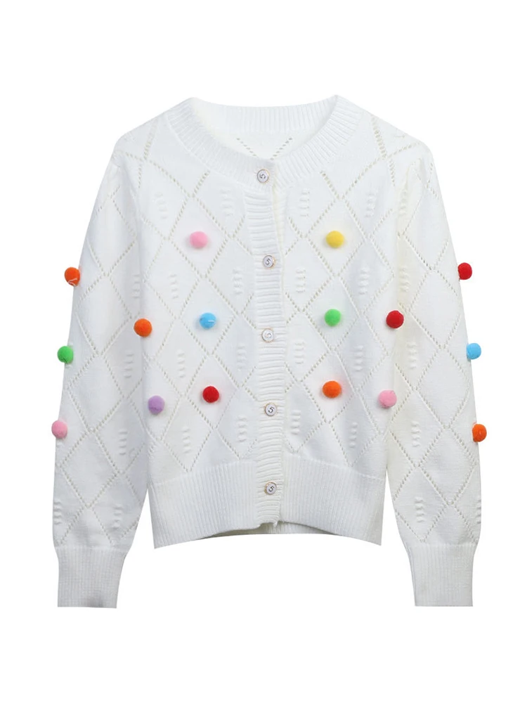 Ladies Open Front Checked Cotton Polyester Sweater