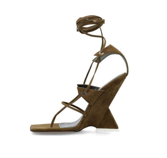 Sandals Women's Summer New High Heel Thick Heel Sandals Square Head Ankle Lace Strap Sexy