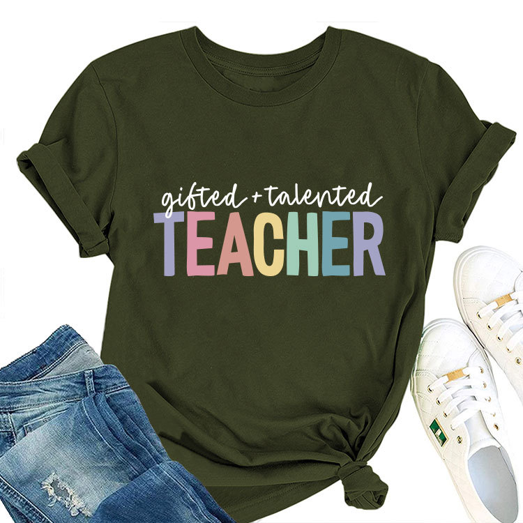Ladies Geometric Print Crew Neck T-shirt