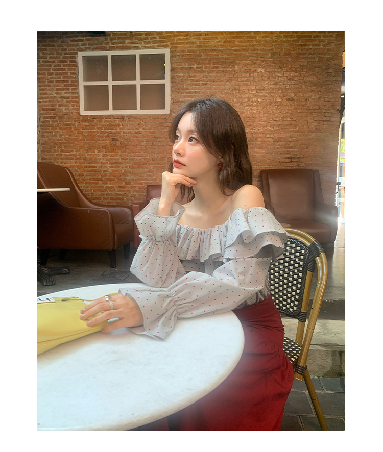 Wave Point Asymmetric Scalloped Long Sleeve Shirt