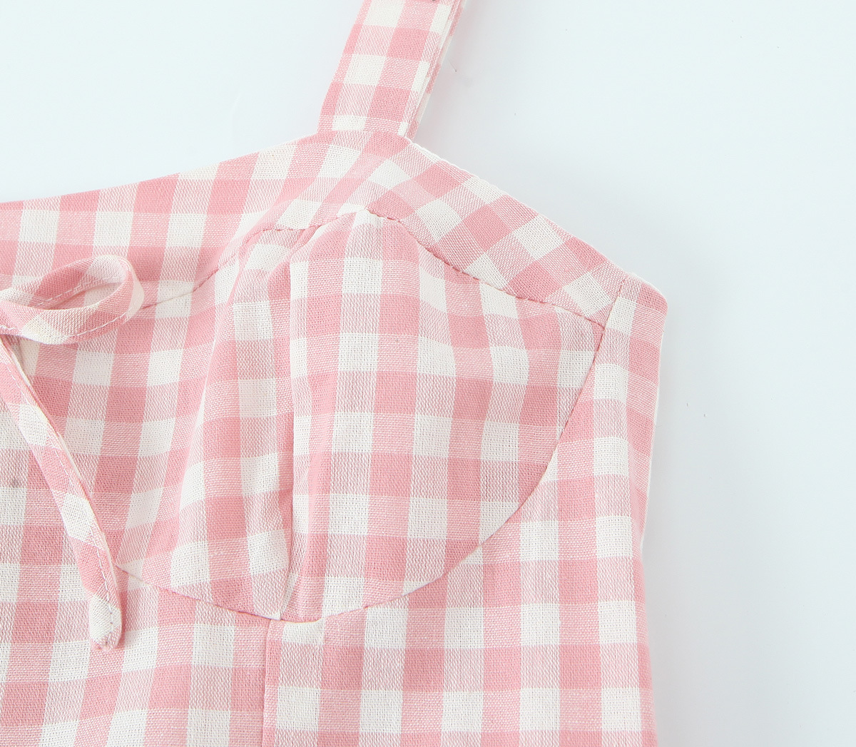 Plaid Belted Bow Suspenders Flared Hem Dress