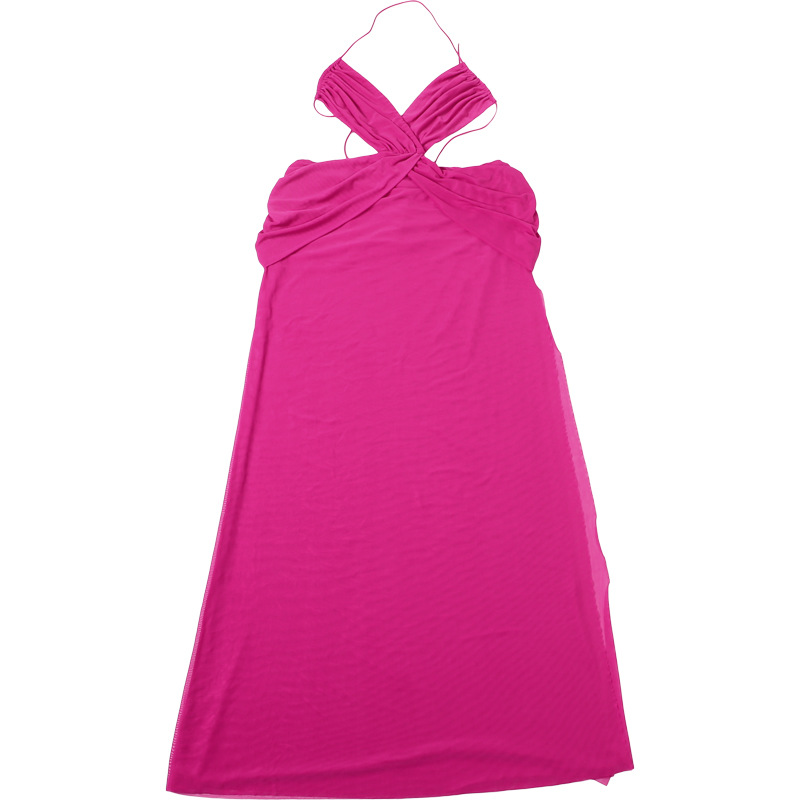 Sheer Tie Neck Open Back Maxi Dress