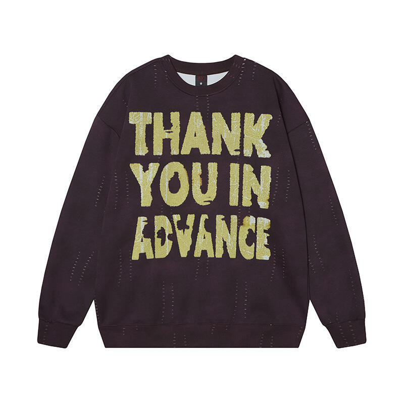 Oversized Cotton Alphabet Print Hoodie