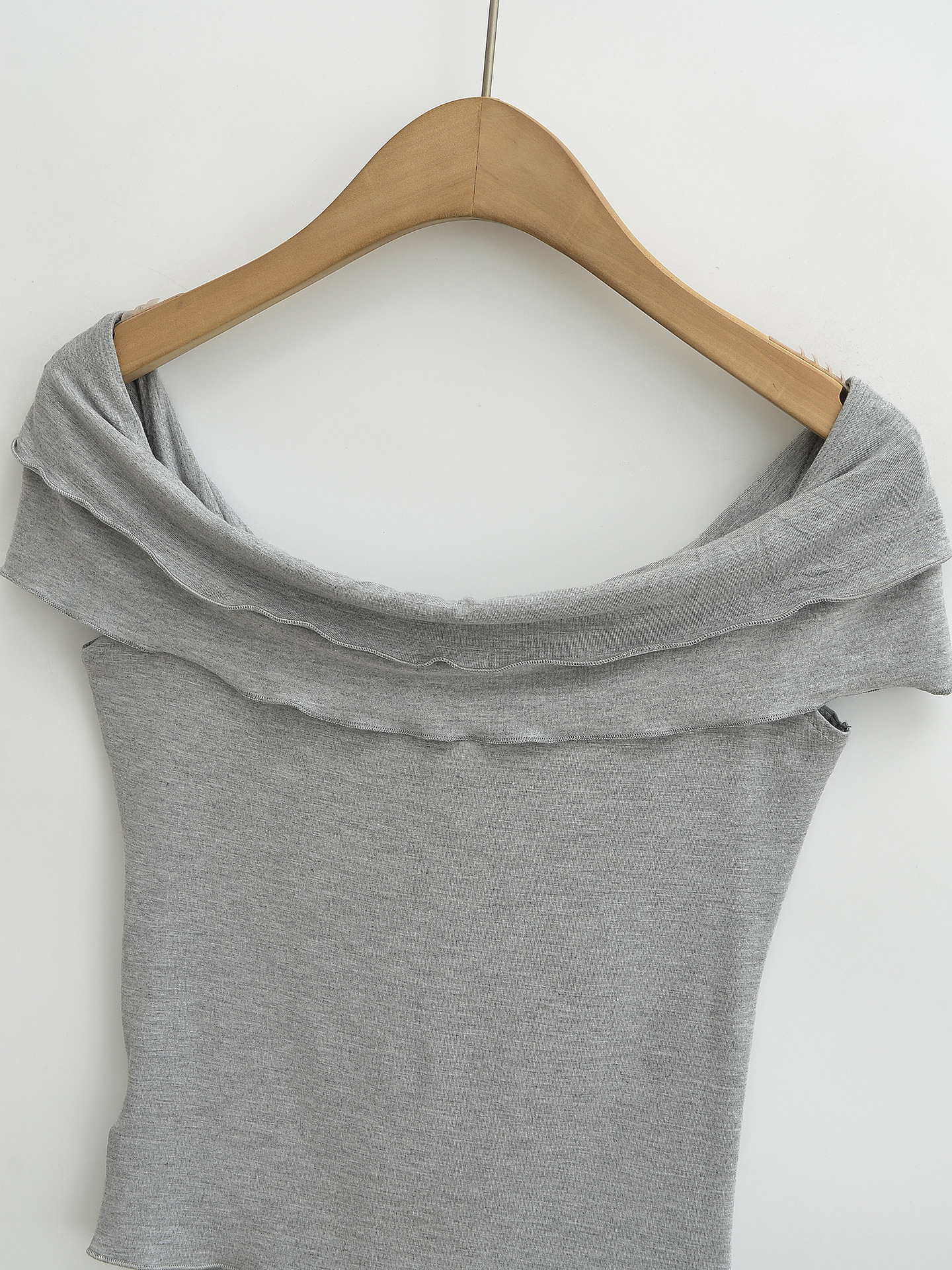 Sexy Asymmetric Neckline Cropped Sleeve Shirt