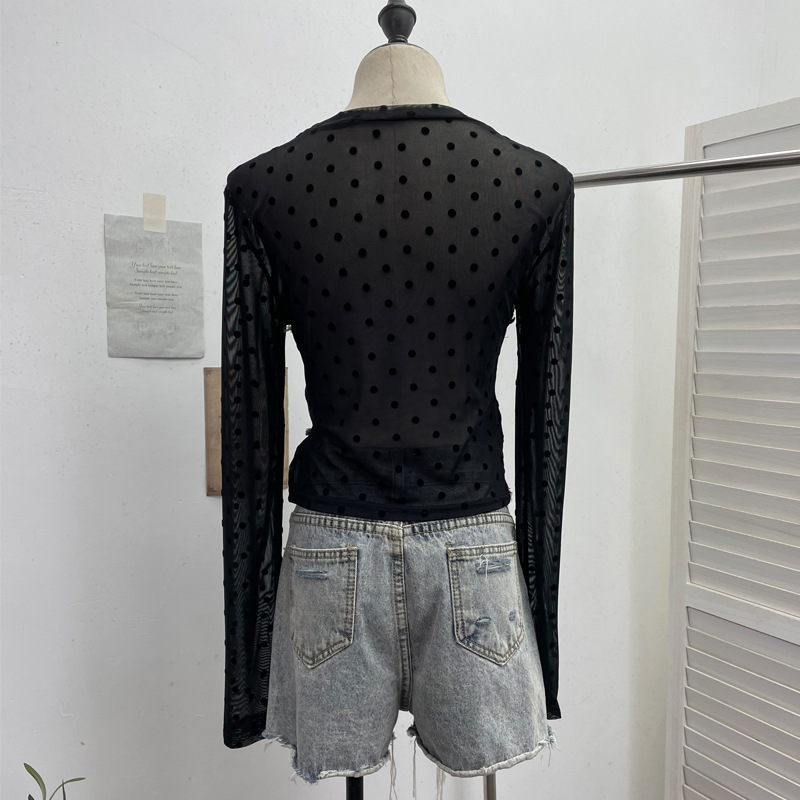 Asymmetric Distressed Jean Tailored Cropped Wrist-Length Tee