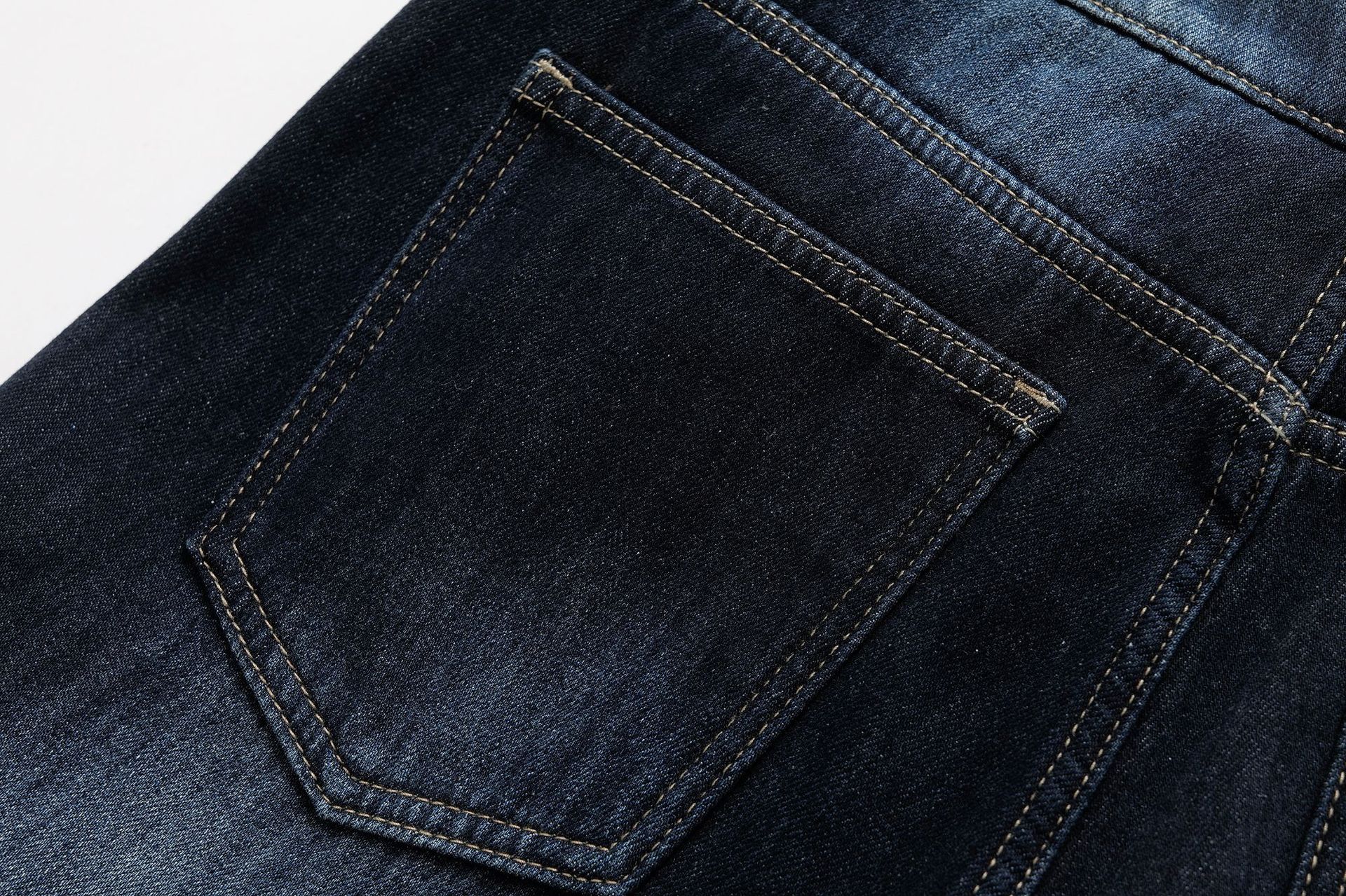 Retro autumn and winter warm and plush slim straight pants jeans