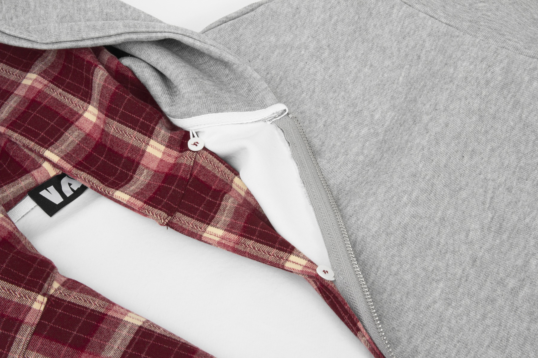 Oversized Checkered Cotton Zipper Hoodie