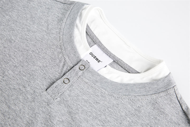 Layered Button Placket Cotton Blend Shirt