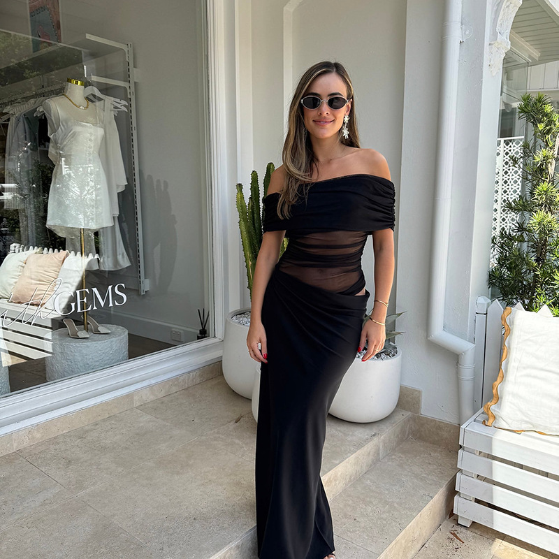 Ladies Asymmetric Midriff Cutout Bodycon Dress