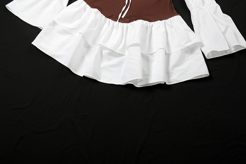 Chic Asymmetric High Waist Two Tone Puff Dress