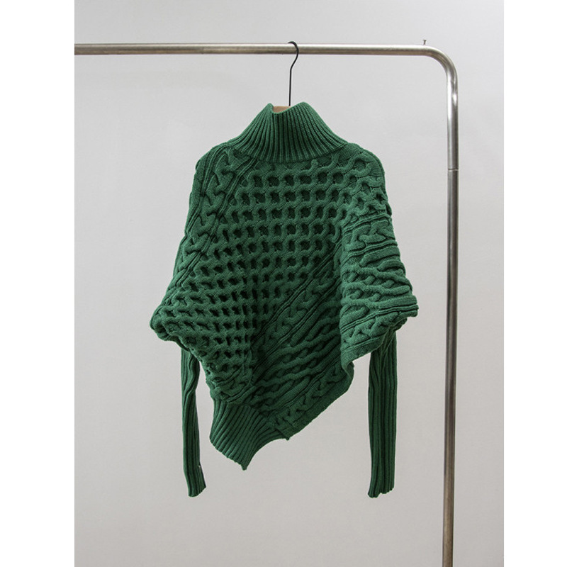 Oversized Zip-Front Polyester Cardigan Asymmetric Neckline