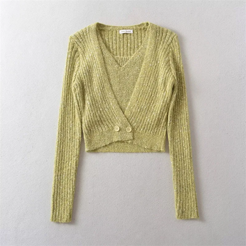 Plain Fall Polyester Fitted Layered Cardigan Vest Duo