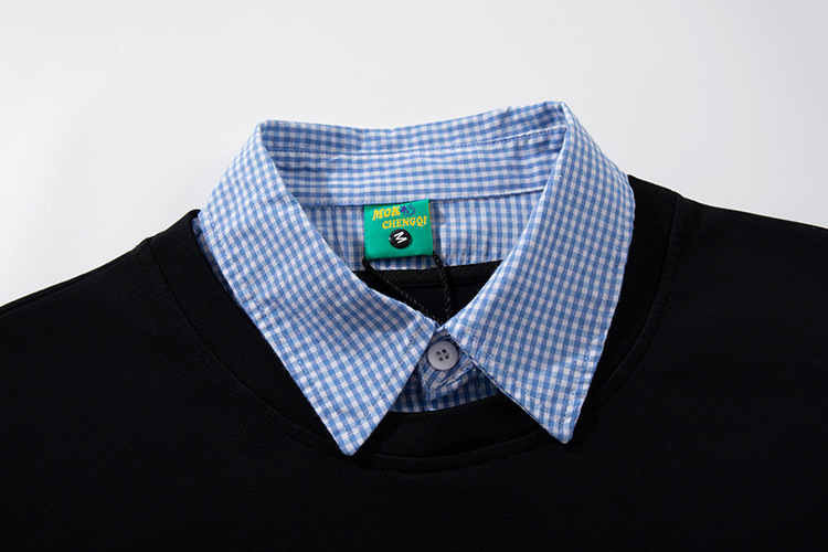 Oversized American Cotton Letter Layered Button-Down Guy's Tee