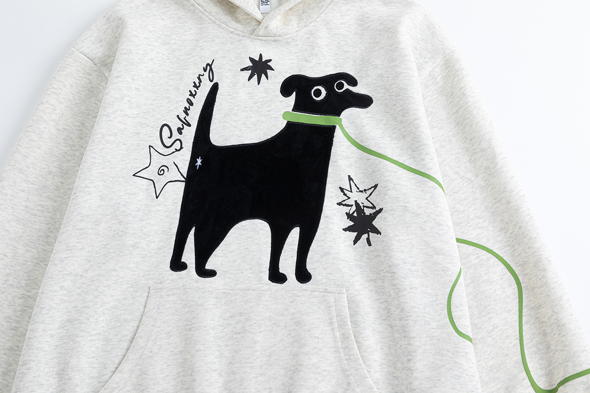 Long Sleeve Playful Stitching Vintage Cotton Hoodie