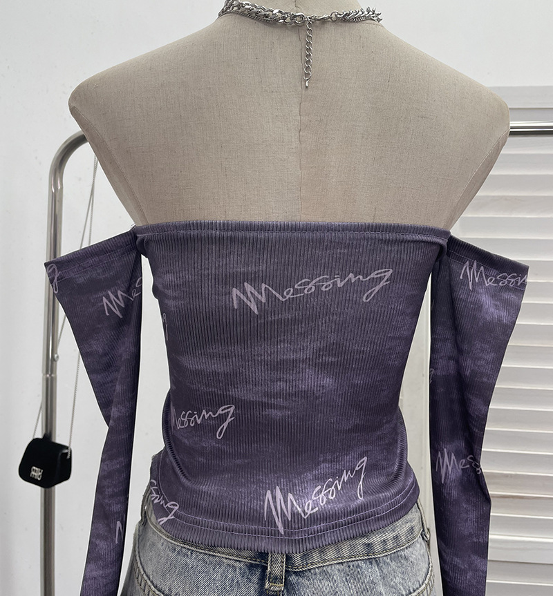 Polyester Smudge Print Open-Front Full-Sleeve Cropped Tee