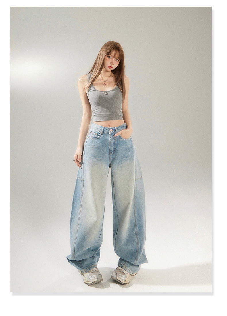 Women's Pants High Street Loose Wide-Leg Banana Jeans