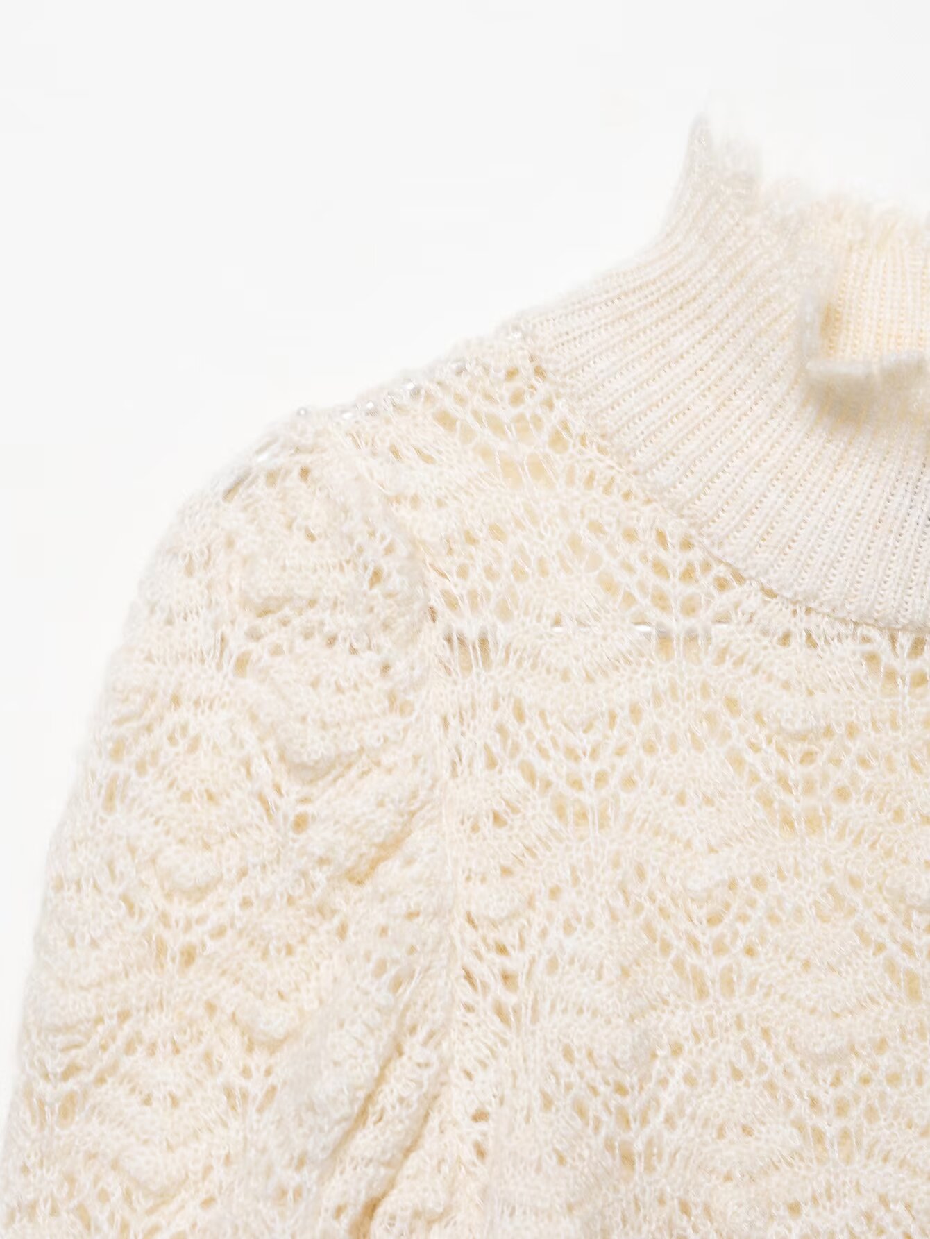 Mockneck Puff Shoulder Sweater
