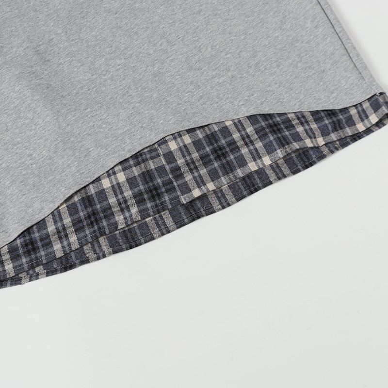 Oversized Faux Layered Vee Cut Letter Print Hoodie