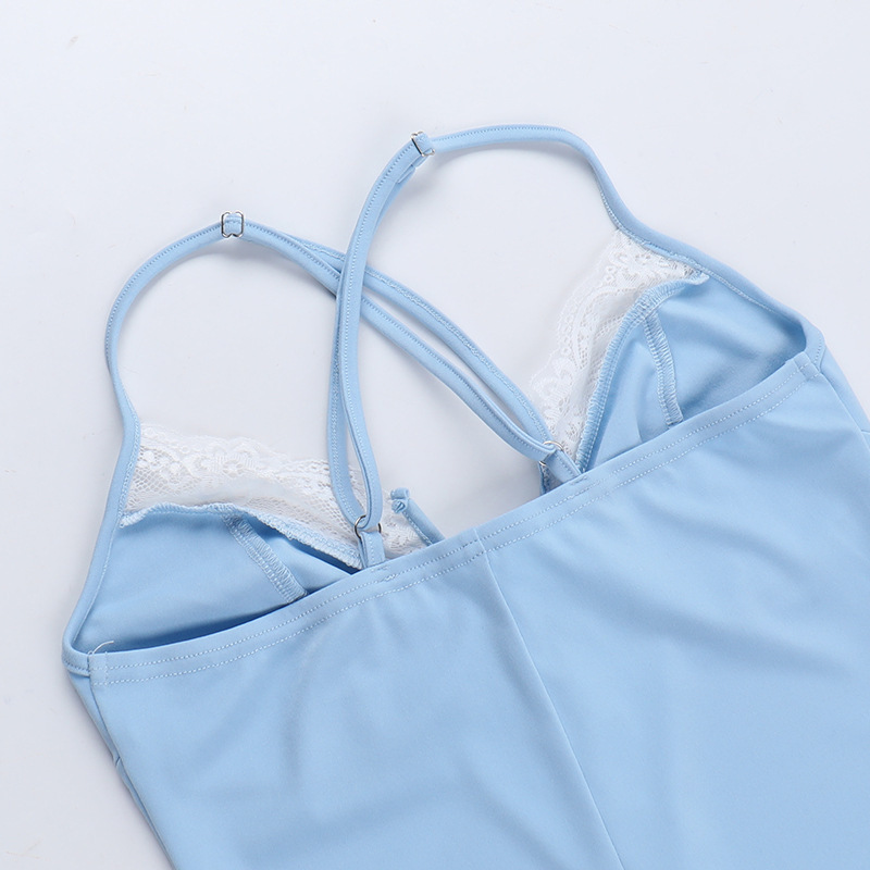 Sleeveless Short Plunging Polyester Dress