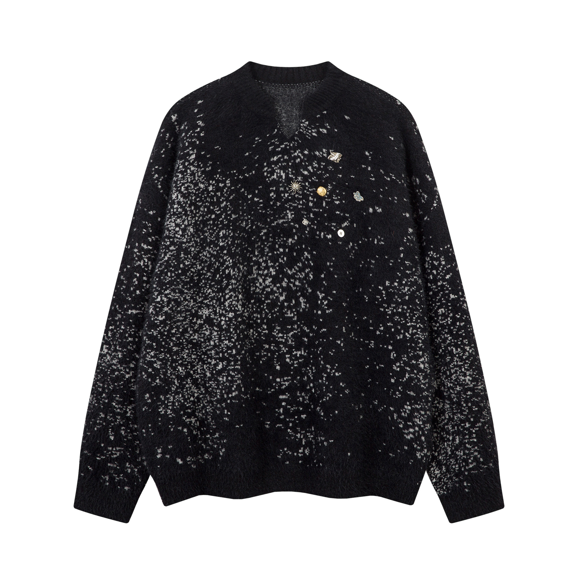 Retro Two-Tone Plunge Sweater