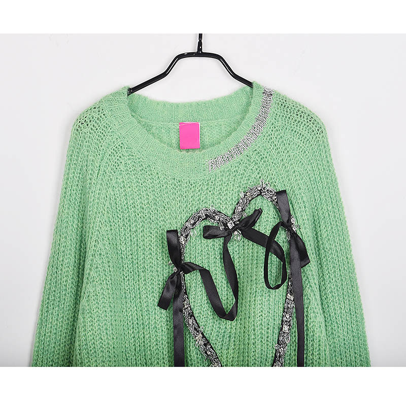 Women's Oversized Plain Crew Collar Balloon Sweater