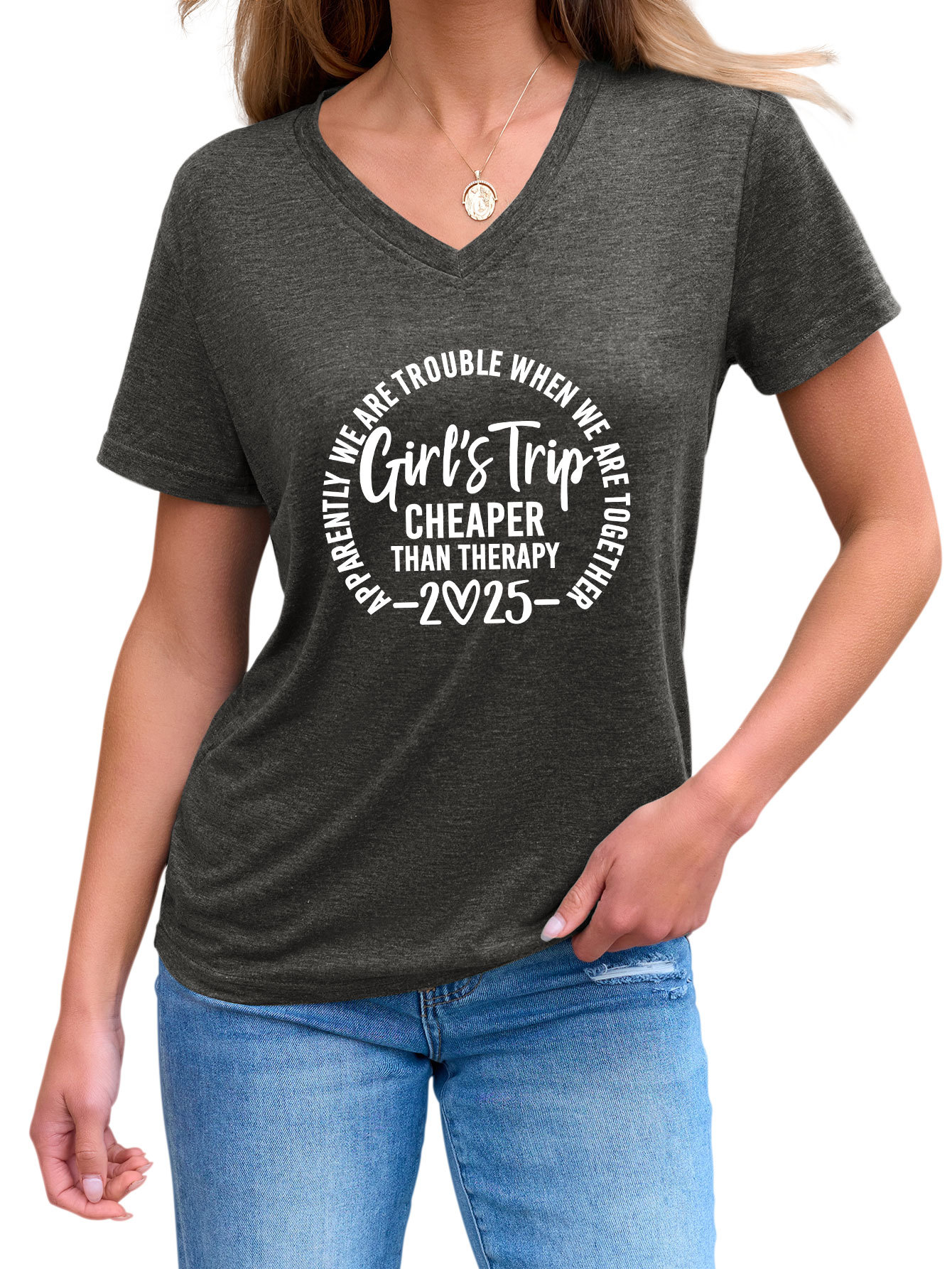 Ladies Crew Geometric Print T-Shirt