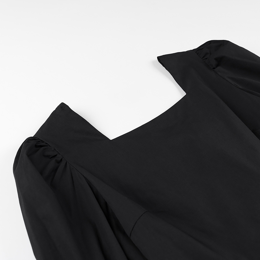 Box Collar Corset Front Puff Shirt