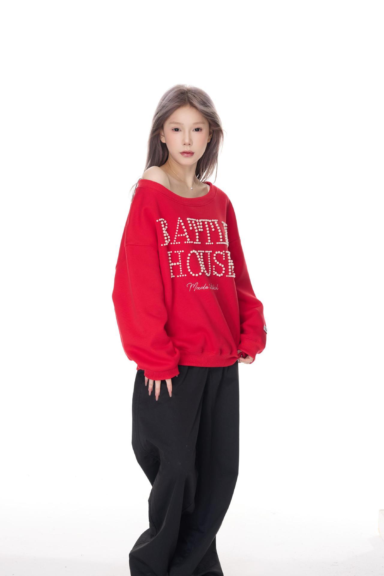 Cotton Asymmetric Monogram Embellished Hoodie