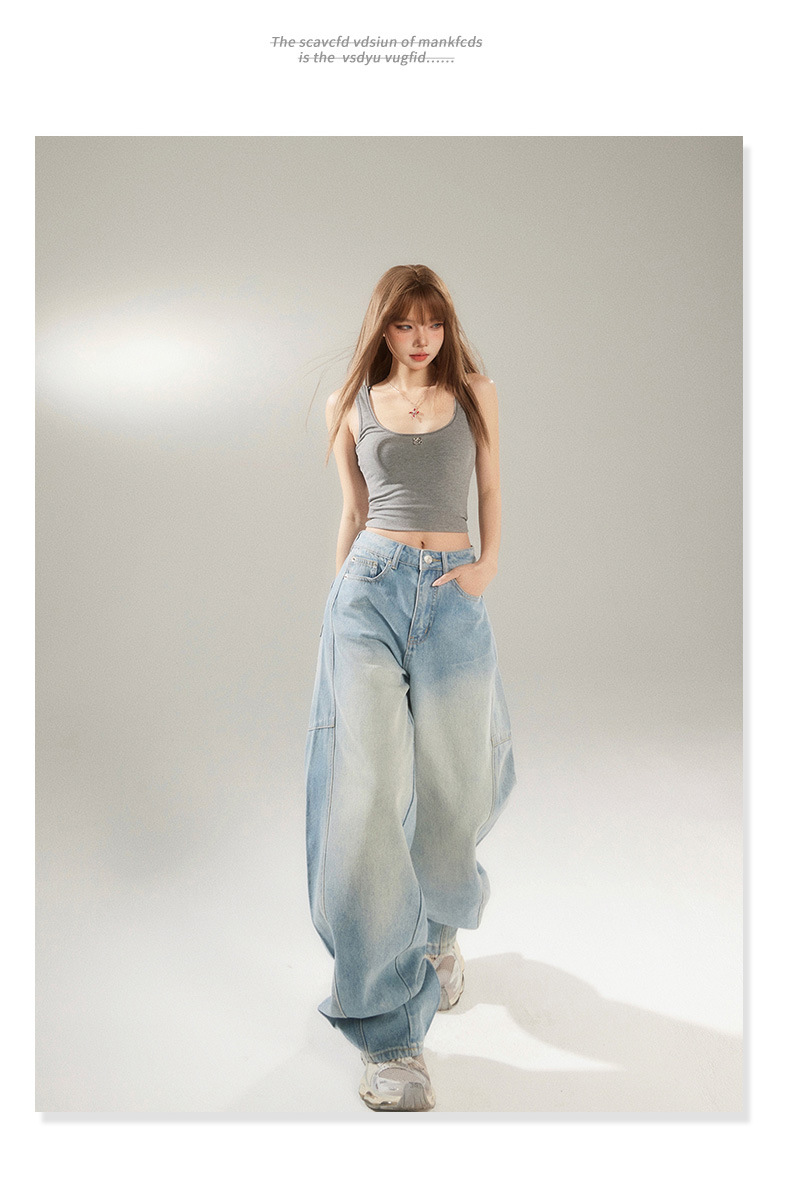 Women's Pants High Street Loose Wide-Leg Banana Jeans