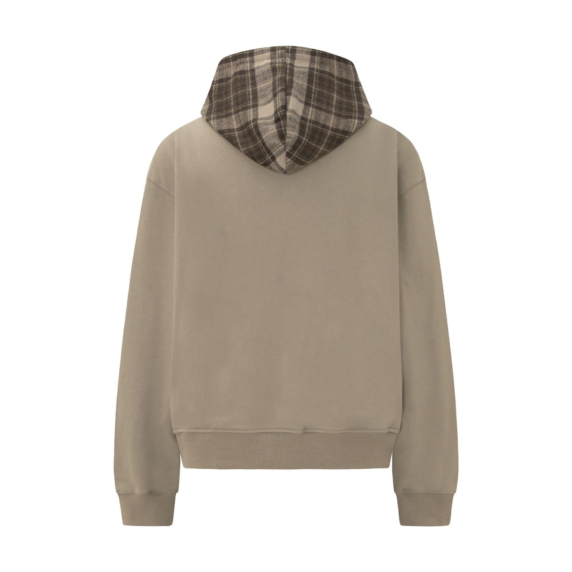 Cotton Checked Relaxed Streetwear Hood Sweatshirt