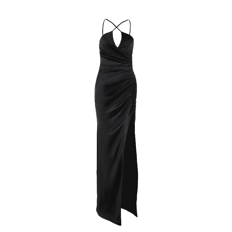 High Waist Collarless Polyester Dress