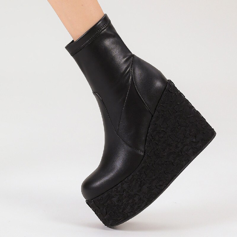 Newest Women Ankle Boots Autumn Winter Fashion Punk Style High Platforms Wedges Heels Shoes Party Night Club