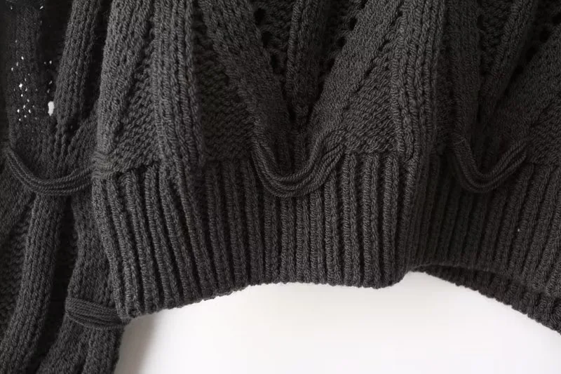 Ladies Relaxed Crew Neck Plain Openwork Sweater